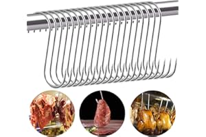 MECCTUCK 20 haków do mięsa, 3 x 15 cm, haki do wędzenia, haki do mięsa ze stali nierdzewnej, haczyki rzeźnicze, haczyki kuchenne na ryby, z końcówką, mocny hak w kształcie litery S do mięsa, wędzenia, obróbki mięsa, BBQ