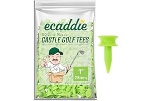 ECADDIE Plastic Castle Graduated Golf Tees (Pack of 50) - Various Sizes & Colours