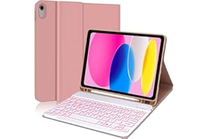 IVEOPPE Custodia con Tastiera ipad 10 Generazione 2022 10.9", Italiano QWERTY Tastiera Retroilluminato Bluetooth Staccabile Magnetica con Supporto per Apple Pencil, Cover per iPad 10a Generazione 2022, rosa