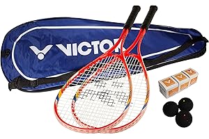 ‎BONMAC VICTOR Red Jet Squashschläger Set, enthält Zwei Squashschläger und DREI Squashbälle in den Geschwindigkeiten schnell, mittel und langsam…