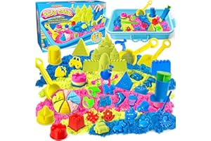 ESSENSON Magic Sand Für Kinder – 52-teiliges Spielsand-Set mit 1,36 kg magischem Sand, Strandspielzeug, Burgformen, Sandformen, sensorisches Sandspielzeug, Sandkasten, Kindergeschenke für Mädchen und Jungen