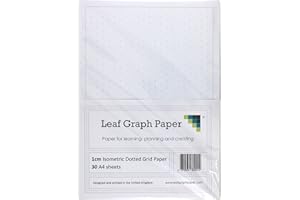 LEAF GRAPH PAPER A4 Isometric Dotted Grid 10mm 1cm Graph Paper - 30 Loose-Leaf Sheets - Grey Grid