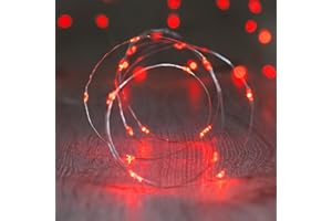 Lights4fun Guirnalda de Luces con 20 Micro LED de Luz Roja a Pilas