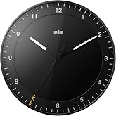 Braun Klasik B&uuml;y&uuml;k Analog Duvar Saati, Sessiz Tarama Hareketi, Kolay Okunabilir, 30 cm &Ccedil;ap, Siyah, BC17B modeli.