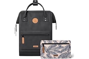 CABAÏA CABAIA - Sac à Dos Adventurer Le Havre - Medium 18L - Déperlant - Compartiment Ordinateur Portable 13" - 2 Poches - Certifié Vegan - Sac Voyage, Affaires, École pour Homme et Femme - Noir