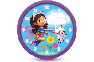 HOVUK Gabby’s Dollhouse Analogue Wall Clock 25CM - Children's Watch for Living Room, Learning Clock for Kids, Girls Wall Clock for Kids Room Wall Decor Playroom Nursery Bedroom 3+Years