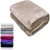 HTE Soft Microfibre Blanket for Sofa and Bed, Super Warm for Adults and Children, Wrinkle Free (Beige, 160 x 220 cm)