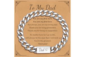 FLHEART Mens Bracelet Dad Son Gifts - Stainless Steel Cuban Chain Bracelets for Boys Daddy Brother Grandson Teenage, Men's Jewellery for Graduation Father's Day Anniversary, Present for Christmas Birthday