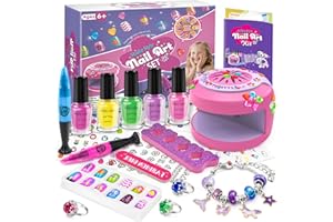 LemonDream Kids Nail Art Kit for Girls, Gifts for Girl Nail Varnish Set, Girls Toys Age for 6-12,Presents Girl Nail Varnish Set with Charm Bracelet Making Kits for Birthday Christmas Party