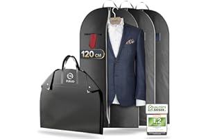 FR FIRIO FiRiO 3X Portatrajes Plegable I Material 50% MÁS Grueso I Porta Trajes Caballero o Mujer I Bolsa Portatrajes Hombre Viaje I Antipolillas Funda Traje Hombre I Antipolvo Fundas Ropa Armario I 120x60cm