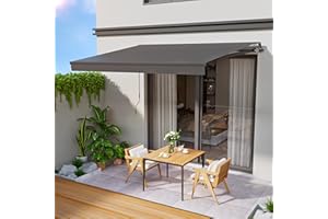 HOMEDEMO Gelenkarmmarkise Markise mit Handkurbel, 300x250cm, Anthrazit, Sonnenmarkise Terrassenmarkise Winkel Einstellung(5-60°), Balkon Markisen mit Wasserdichter Beschichtung inkl. Wandhalterung