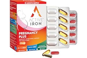 SOLVOTRIN Active Iron Pregnancy Plus | 25mg Iron | Omega-3 | Multivitamin with Active Folic | 30 Day Supply