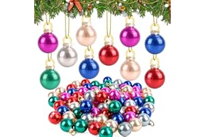 Axlyca Zestaw 72 Mini Bombek Choinkowych Ø16 mm, Plastikowe Ozdoby Choinkowe Nietłukące, Zawieszki na Choinkę w 6 Kolorach, Dekoracje Świąteczne na Boże Narodzenie, Wesela i Imprezy