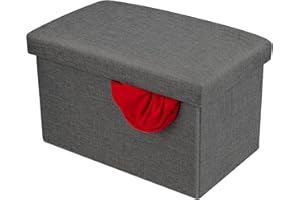 Oceano Pouf Contenitore Pieghevole Poggiapiedi Sgabello in Misto Lino Cassapanca Bauletto Ottomane Porta Giochi Organizzatore Poltrona per Soggiorno Ingresso Camera da letto (Grigio 48x30x30)