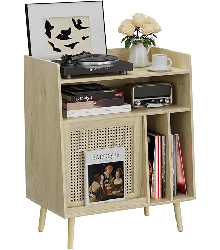 Meuble De Rangement Pour Vinyles NorStone OSLO 1200 - 3 Tiroirs (240 Vinyles) - Blanc/Chêne Clair - 120x64,3x40 Cm - 12