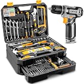 DEKO Complete Electric Tool Box 238 Pieces with 12V Cordless Electric Drill, 10mm Chuck without Key, Professional DIY Househo