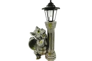 Kremers Schatzkiste Drachenkind mit Solar Laterne Drache Figur Gargoyle Gartenfigur mit Solarlaterne
