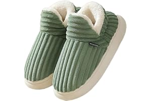 Donpapa Hausschuhe Damen Herren Winter Warme Plüsch Corduroy Geschlossen Pantoffeln Memory-Schaum Antirutsch Slippers Indoor Outdoor