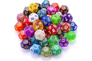 SIQUK 42 sztuki kości wielościennych w różnych kolorach, 12-stronne kości do gier stołowych DND RPG MTG, z czarną aksamitną torbą do przechowywania