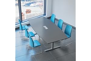 WEBER BÜRO Weber - Tavolo da conferenza a forma di barca da 240 x 120 cm, serie Easy, colore: antracite con meccanismo elettrificato