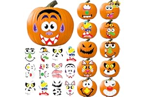 JOYIN 20 Pcs Halloween Pumpkin Stickers Craft for Kids in 12 Designs Halloween Make Your Own Pumpkin Face Decorating Stickers Party Supplies Trick or Treat Party Favors
