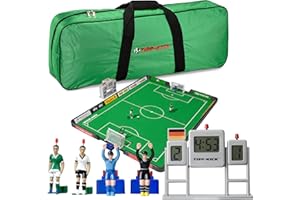 TIPP-KICK Turnier Edition Deutschland Set terrain de jeu, 2 joueurs, 2 gardiens de but, 2 buts en plastique, 5 balles, 1 horloge demi-temps + puce sonore