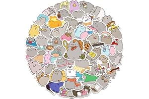 Cute Pusheen Katzen Sticker Set,50 Stück Pusheen Cat Sticker Vinyl Sticker Wasserfest Graffiti Aufkleber für Laptop Skateboard Koffer Auto Handy Scrapbook,Geschenk für Kinder Teenager Erwachsene