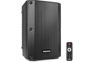 Vonyx VSA08BT - Aktiver Bluetooth Lautsprecher mit 250W Bi-Verstärkung und integriertem USB MP3-Player für kristallklaren Klang, XLR, LINE, MIC, EQ, Partybox Bluetooth groß