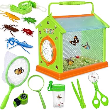 Kit D'observation Insectes BEELUKY – 2 Boîtes Loupe 3x/6x + Pince, Aiguille – Pour Enfant – Nature Explorer