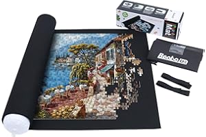 BECKO US Becko Tapis de rangement en feutre pour puzzle jusqu'à 1 500 pièces - Matière respectueuse de l'environnement - Sac de rangement à cordon et tube gonflable inclus