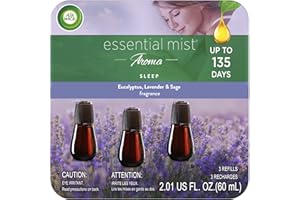 AIRWICK Air Wick Essential Mist Triple Refills, Sleep, Pack 3 x 20ml, Natural Essential Oils, Last up to 135 days, Air freshener