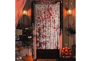 FePen 2 Piezas Cortina de Puerta de Halloween, Cortina de Puerta Sangrienta para la Decoración de Halloween, Cortina De Puerta Sangrienta, Tela Espeluznante para Halloween, Casa Encantada