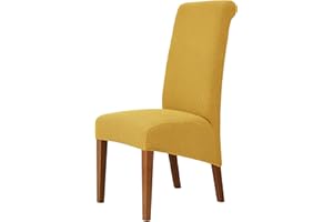 MILARAN Large Chair Covers for Dining Room, Soft Stretch Chair Slipcover for Large Size Dining Chair, Washable Removable Parsons Chair Protector,Set of 2,Mustard