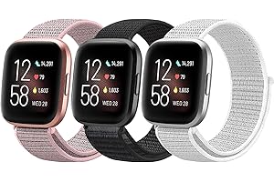 chinbersky 3 Pack Nylon Bracelets Compatible avec Bracelet Fitbit Versa 2/Fitbit Versa Bracelet Femme Homme, Réglable Sport Bracelet de remplacement Pour Fitbit Versa 2/Versa/Versa Lite/SE