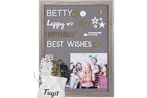 Fuyit Lavagna in Feltro - 30 x 40cm Letter Board con 1090 Lettere, Numeri, Emoticon e Simboli, Supporto per Treppiedi, Grigio