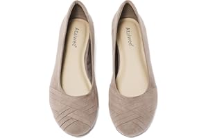 Ataiwee Women's Wide Width Flats Shoes - Casual Comfortable Round Plus Size Ballet Shoes.