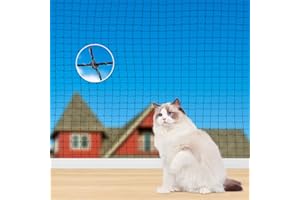 TOFFCAEA Filet de Protection Renforce Chat, 4x3m Filet de Protection Chat, Filet renforcé, avec 15m Corde de Fixation pour Sécuriser Les Balcons, Terrasses, Fenêtres, Lucarnes et Portes (Noir, 3x4 m)