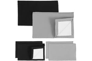 CIATBYYJ 10 Pcs Jewelry Cleaner Cloth, Double-Sided Jewelry Polishing Cloth, 7.5 × 6.3 Inch Silver Polishing Clothes, Silver Reusable Cleaning Clothes for Jewelrys, Gold, Diamond, Watch (Gray & Black)