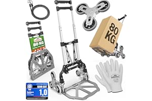 ‎GARDEBRUK GARDEBRUK® Treppenkarre klappbar - Aluminium Transportkarre mit pannensicheren Reifen - 80 kg Tragkraft - inkl. Handschuhe & Expander - Faltbare Sackkarre für Treppen & Garten