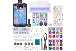 LET'S RESIN Kit Resine UV avec Lampe, Résine UV Transparente pour Fabrication Bijoux, l'artisanat, Le Revêtement, Le Moulage