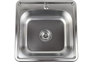 ANW HOME Spülbecken Küche mit Siphon, Waschbecken Küche Edelstahl mit Hahnloch, Spüle Spülbecken Edelstahl Eckig, Edelstahlspüle Einbauspüle, Klein Küchenspülen, Spüle Küche (Mikro Decor - 48x48 cm)