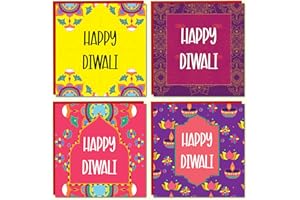 Giftinghouse Premium Diwali Cards Multipack of 8 with Envelopes - Happy Diwali Cards – Eco-friendly, Luxury Greeting Cards with Red Envelopes for decorations, family, friends