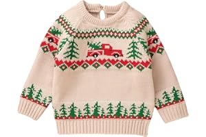 Siyova Baby Boys Girls Christmas Jumpers Knitted Sweaters Long Sleeve Letter Print Pullover Knitwear Toddler My First Christmas Outfits Winter Clothes