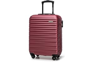 WITTCHEN Maleta Equipaje de Mano Equipaje de Cabina pequeña Trolley de ABS Carcasa rígida 4 Ruedas giratorias Cerradura de combinación asa telescópica Groove Line marrón castaño Ryanair/Vueling/Iberia