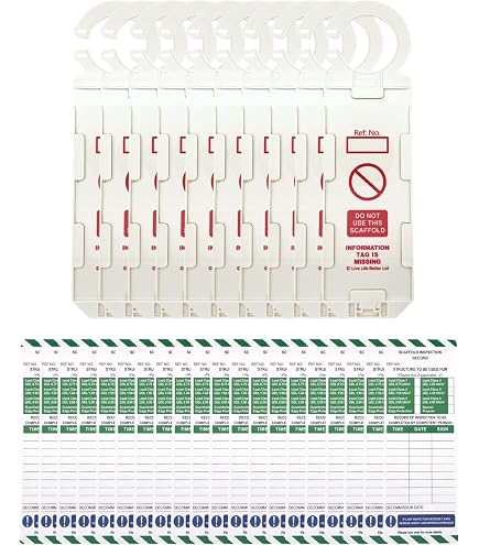 Leiter-Inspektionsetiketten – Wasserdicht, Mit 10 Haltern Und 20 Etiketten, Für Alle Leitertypen Zur Sicherheitskontrolle