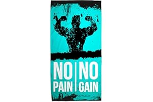 STAMPATEK Asciugamano Palestra in Microfibra No Pain No Gain Telo Panca Sala Pesi Fitness ad Asciugatura Rapida Sport Antiscivolo 50x100 cm