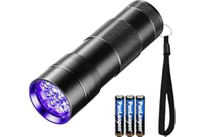 Fulighture UV Torch, Pets Black Light 12LED 395nm, Dogs/Cats Urine Detector, Ultraviolet Flashlight Find Dry Stains on Carpets/Rugs/Floor with Batteries Included