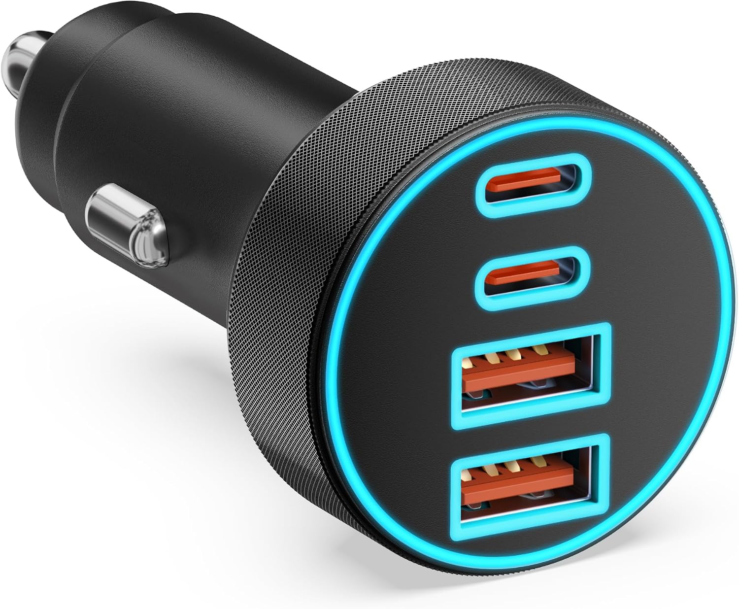 90W USB C Car Charger, 4-Port Dual 45W USB-C/A Car Adapter Multi PD/QC Fast Charging Cigarette Lighter 12V Socket for iPhone 17/Air/16/16e/15 Pro Max, Samsung Galaxy S25/S24, Google Pixel 10/9 Phone