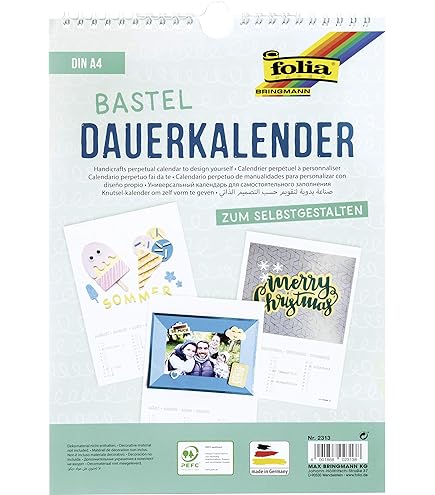 PRIMUS PRINT 1 x Fotokalender jaarneutraal om zelf vorm te geven - knutselkalender - foto's en afbeeldingen inklakken - A4 - persoonlijk cadeau - pastelachtergrond (pastelmotief, set van 1