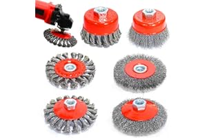 LOMHYVE 6 piezas de cepillo de alambre para amoladora angular, accesorios para amoladora angular, diámetro 75 mm y 100 mm, con modelos M14 para taladradora Pulido, lijado, eliminación de óxido, desbarbado